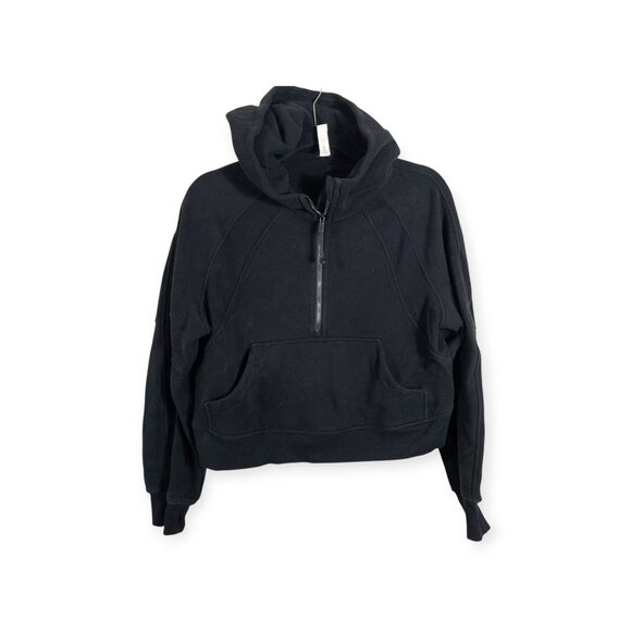 lululemon athletica Tops - Lululemon Black Scuba Oversized Quarter Zip Hoodie Cropped Athleisure SZ XS S